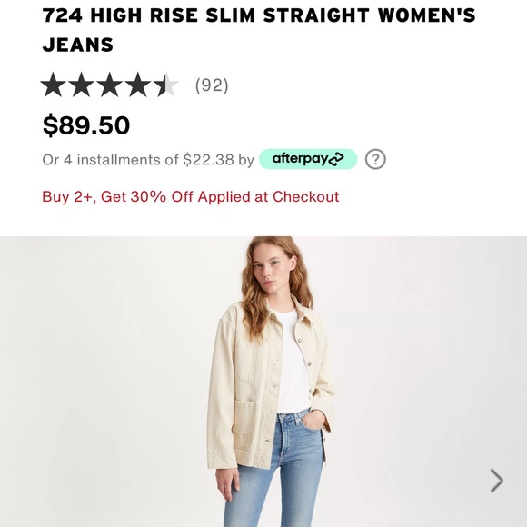 Women Levi’s High Rise Straight Crop - Picture 5 of 5